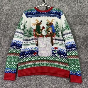 Blizzard Bay Sweater Mens Medium Multicolor Reindeer Ugly Christmas Party